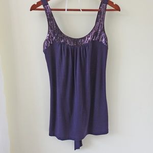 [NO BOUNDARIES] Sequin Purple Tank with Open Back